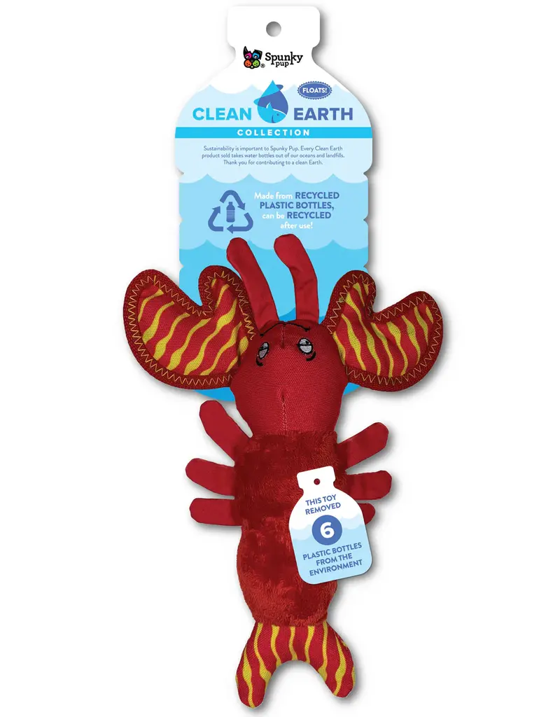 Spunky Pup Clean Earth Lobster Dog Toy Sm
