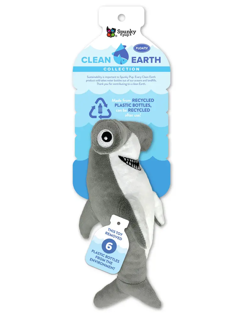 Spunky Pup Recycled Plush Shark Dog Toy Sm