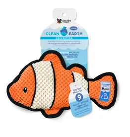 Spunky Pup Clean Earth Recycled Clownfish Dog Toy Lg