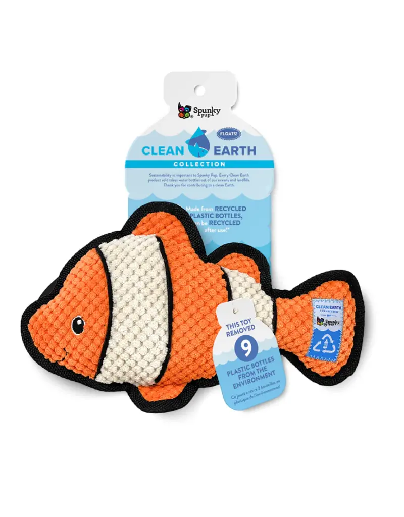 Spunky Pup Clean Earth Recycled Clownfish Dog Toy Lg