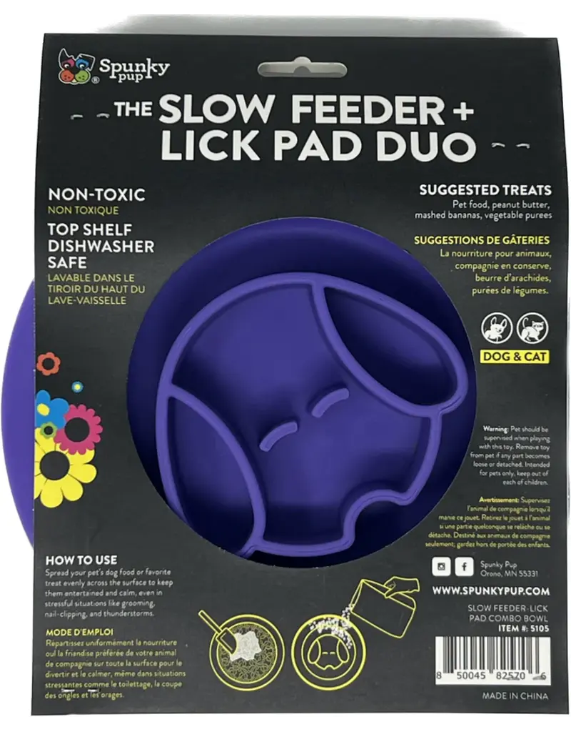 Spunky Pup Slow Feeder and Lick Pad Combo Bowl