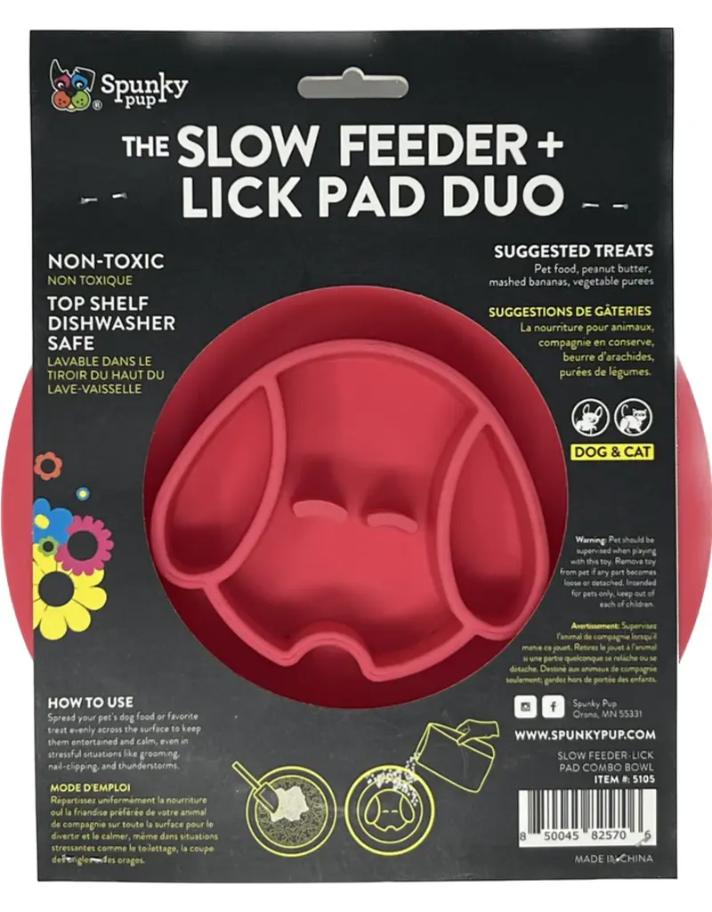 Spunky Pup Slow Feeder and Lick Pad Combo Bowl
