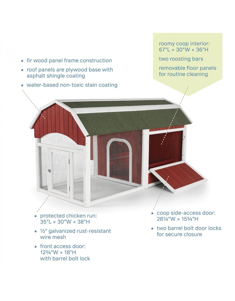 Prevue Pet Prevue Red Barn Chicken Coop 72x36x39 In