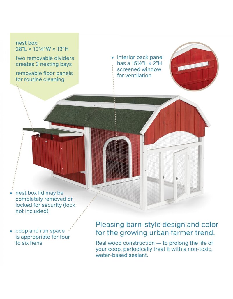 Prevue Pet Prevue Red Barn Chicken Coop 72x36x39 In