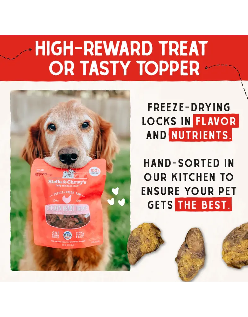 Stella & Chewys Stella & Chewy's Freeze Dried Raw Chicken Hearts Dog Treat 3 Oz