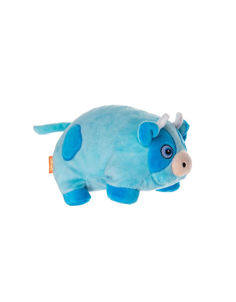 Growls Trofflers Cow Dog Toy Blue