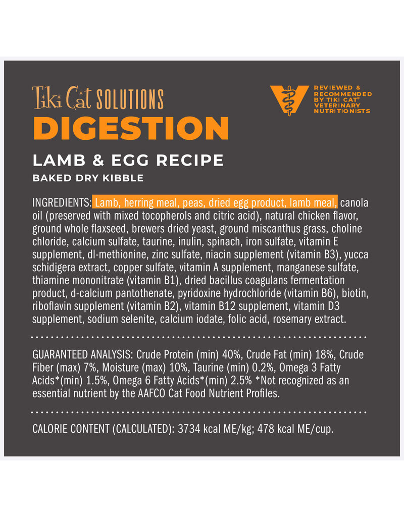 Tiki Pet Tiki Cat Solutions Digestion Lamb & Egg Baked Kibble