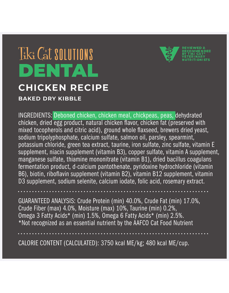 Tiki Pet Tiki Cat Solutions Dental Chicken Baked Kibble