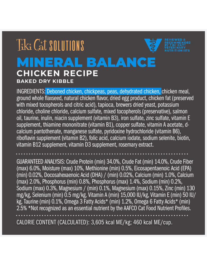 Tiki Pet Tiki Cat Solutions Mineral Balance Chicken Baked Kibble