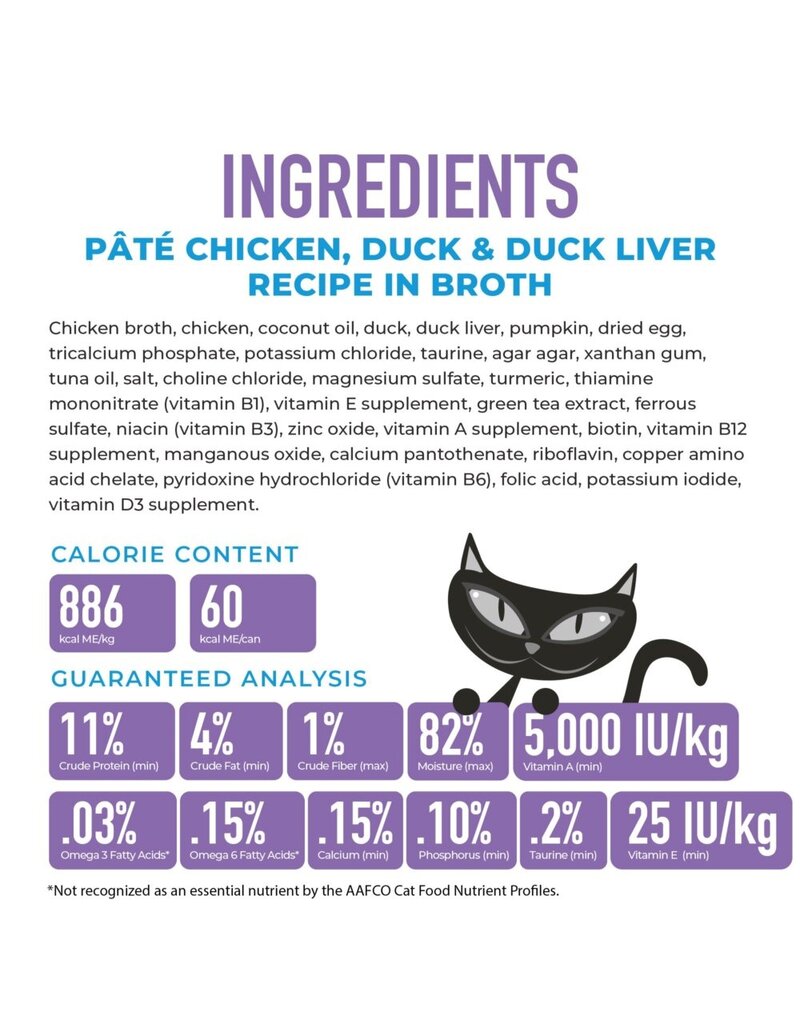 Tiki Pet Tiki Cat Silver Pate Chicken, Duck & Duck Liver in Broth 2.4 Oz can