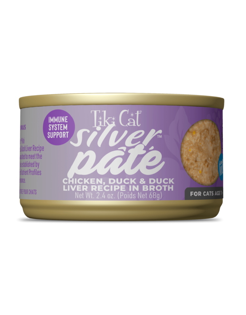 Tiki Pet Tiki Cat Silver Pate Chicken, Duck & Duck Liver in Broth 2.4 Oz can