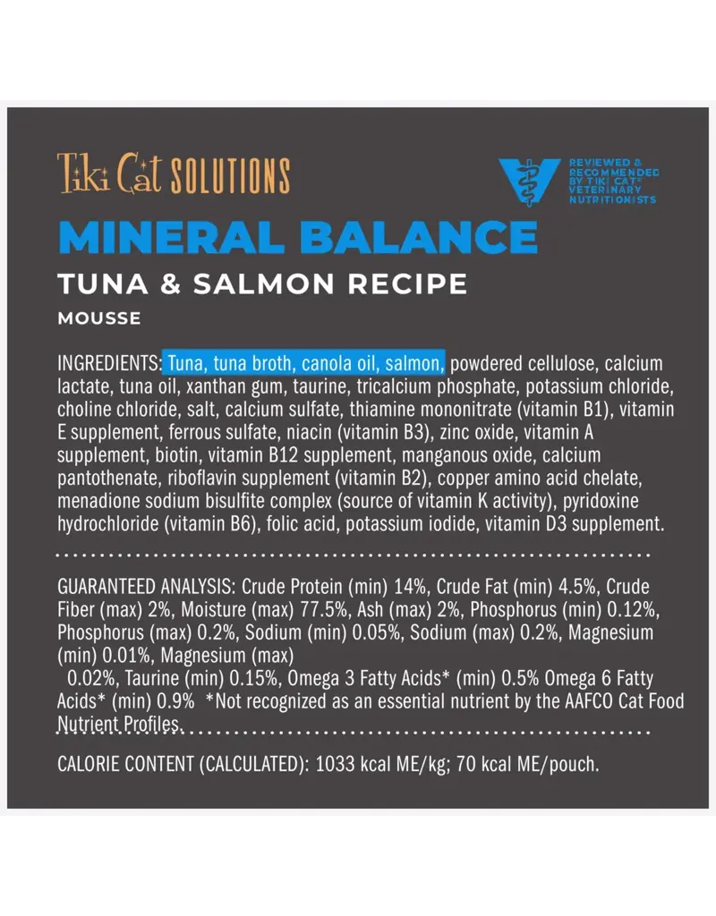 Tiki Pet Tiki Cat Solutions Mineral Balance Mousse Tuna & Salmon 2.4 Oz pouch