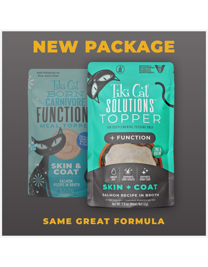 Tiki Pet Tiki Cat Solutions Topper Skin & Coat Salmon in Broth 1.5 Oz pouch