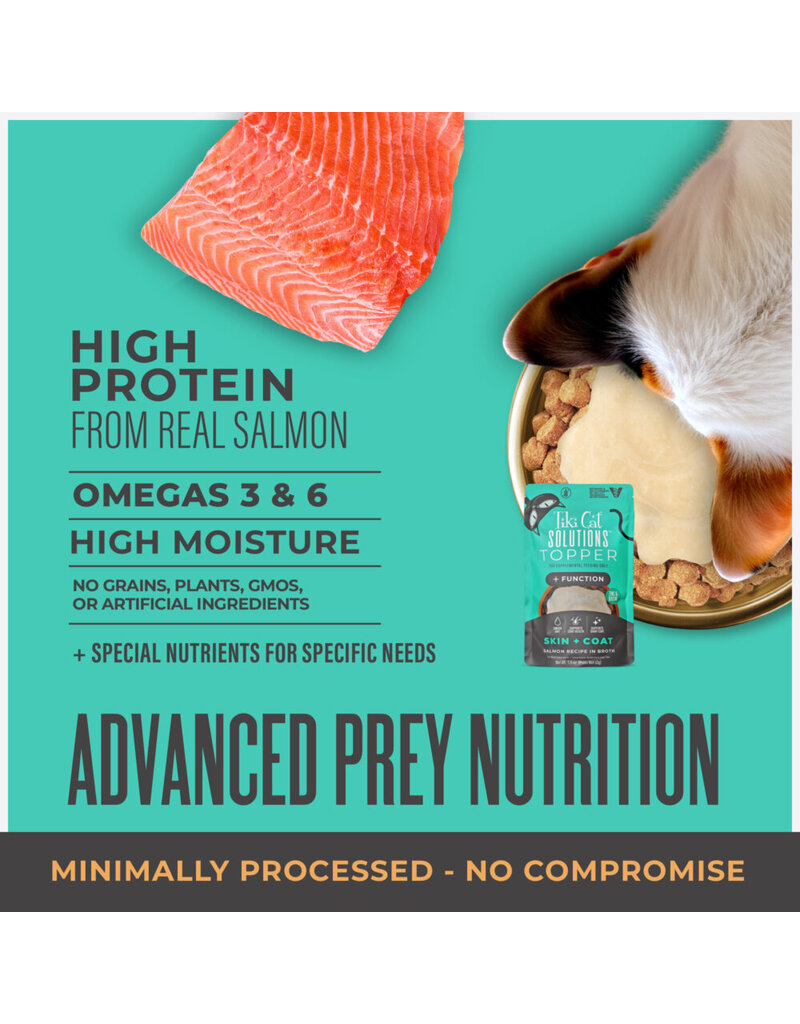 Tiki Pet Tiki Cat Solutions Topper Skin & Coat Salmon in Broth 1.5 Oz pouch