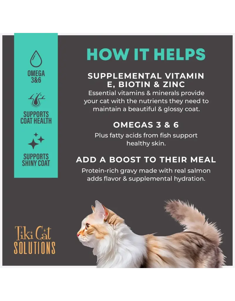 Tiki Pet Tiki Cat Solutions Topper Skin & Coat Salmon in Broth 1.5 Oz pouch