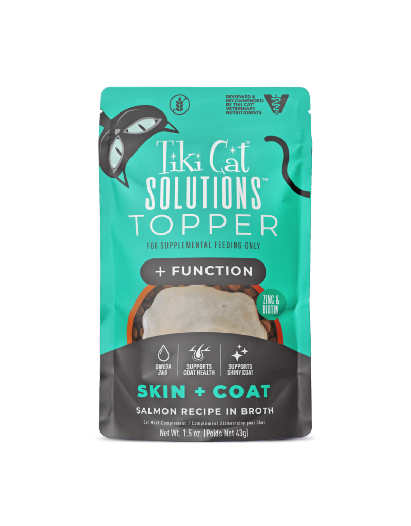 Tiki Pet Tiki Cat Solutions Topper Skin & Coat Salmon in Broth 1.5 Oz pouch