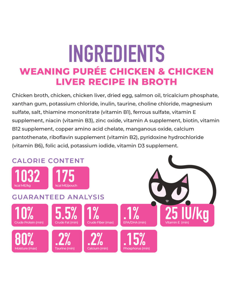 Tiki Pet Tiki Cat Baby Weaning Puree Chicken & Chicken Liver 6 Oz