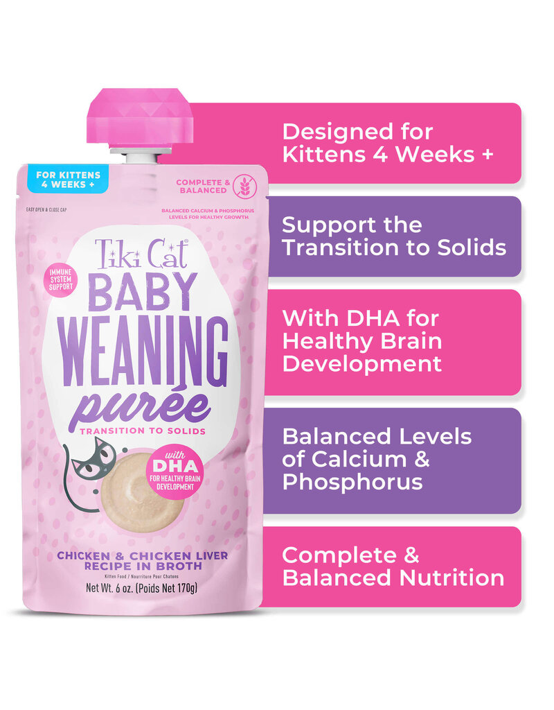 Tiki Pet Tiki Cat Baby Weaning Puree Chicken & Chicken Liver 6 Oz