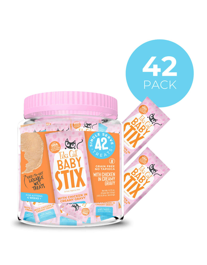 Tiki Pet Tiki Cat Baby Stix Treats with Chicken in Creamy Gravy 42-pack