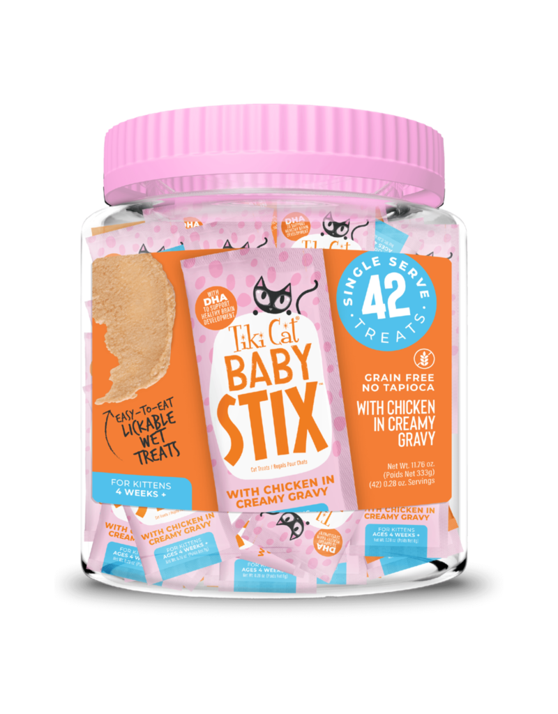 Tiki Pet Tiki Cat Baby Stix Treats with Chicken in Creamy Gravy 42-pack