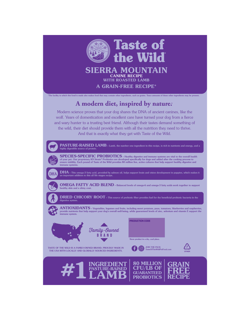 Taste of the Wild Taste of the Wild Sierra Mountain Lamb Dog Food 28 Lb
