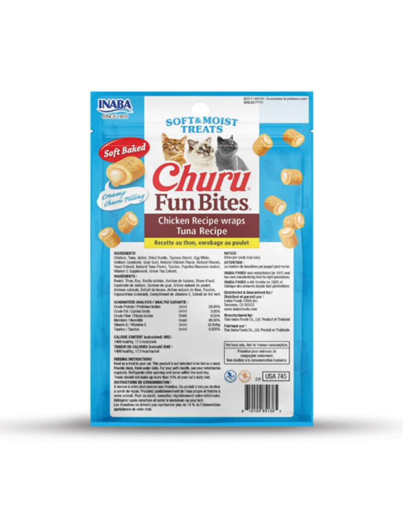 Inaba Inaba Churu Fun Bites Chicken Wraps Tuna Recipe Cat Treats 1.26 Oz