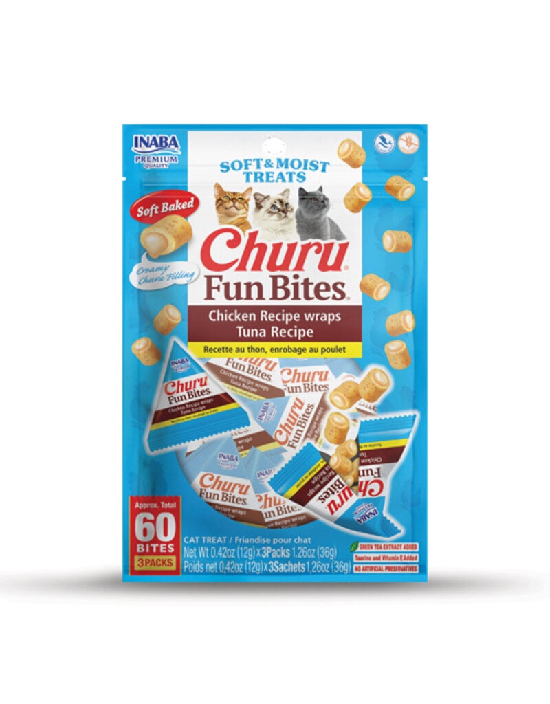 Inaba Inaba Churu Fun Bites Chicken Wraps Tuna Recipe Cat Treats 1.26 Oz