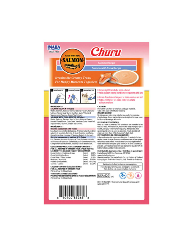Inaba Inaba Churu Puree Salmon/Tuna Variety Cat Treats .5 Oz 20Pk