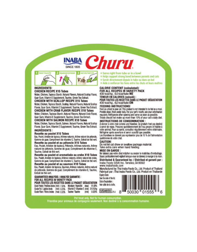 Inaba Inaba Churu Puree Chicken/Seafood Variety Pack Cat Treats .5 Oz 50 Pk