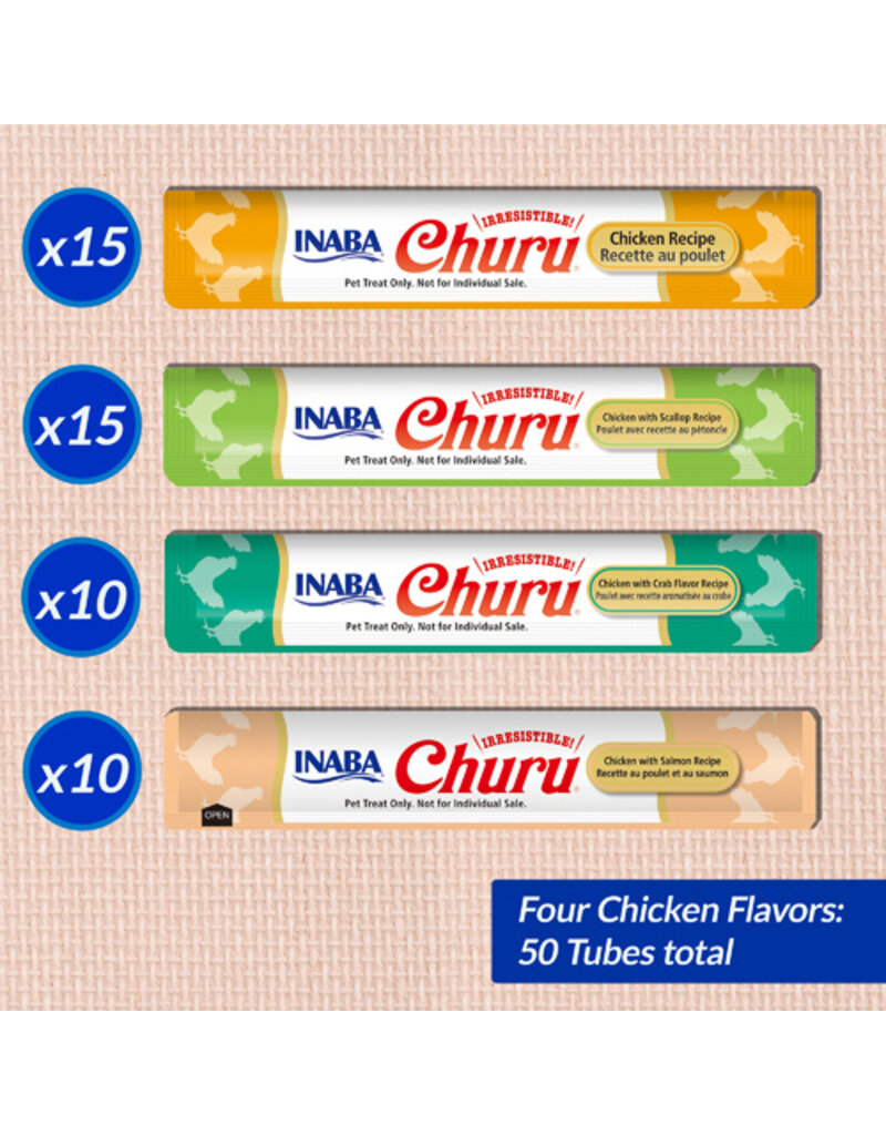 Inaba Inaba Churu Puree Chicken/Seafood Variety Pack Cat Treats .5 Oz 50 Pk