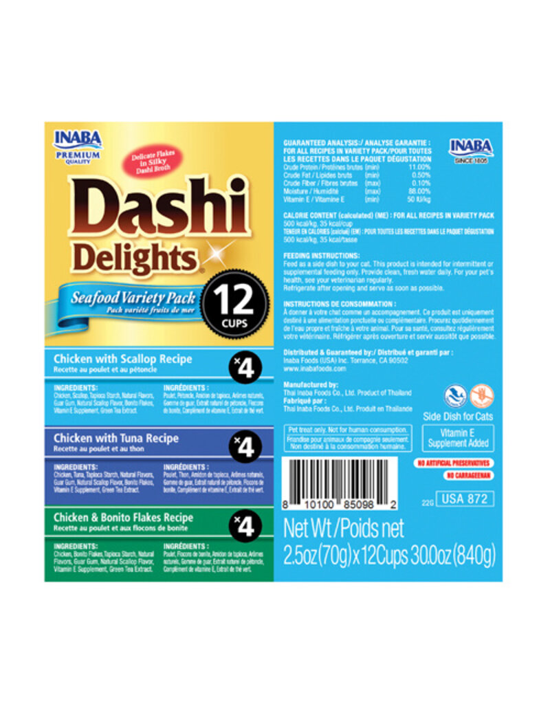 Inaba Inaba Dashi Delights Topper Seafood Variety Pack Cat 12x2.5 Oz