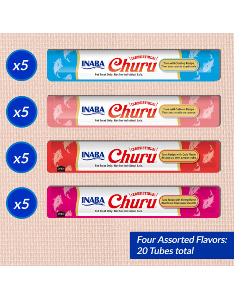 Inaba Inaba Churu Puree Tuna/Seafood Variety Cat Treats .5 Oz 20 Pk