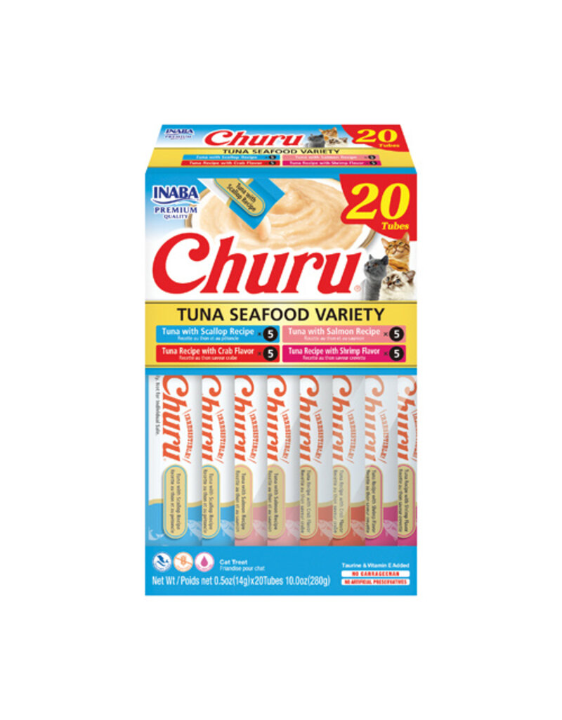 Inaba Inaba Churu Puree Tuna/Seafood Variety Cat Treats .5 Oz 20 Pk