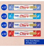 Inaba Inaba Churu Puree Variety Pack Tuna/Seafood .5Oz-50 Pk