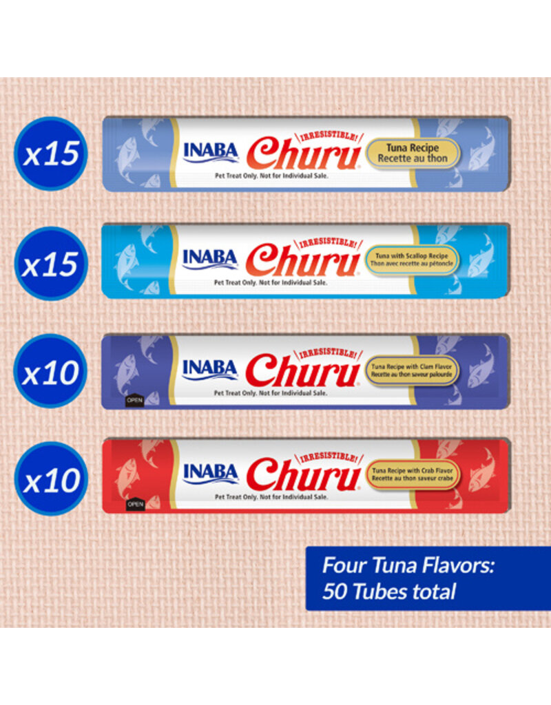 Inaba Inaba Churu Puree Variety Pack Tuna/Seafood .5Oz-50 Pk