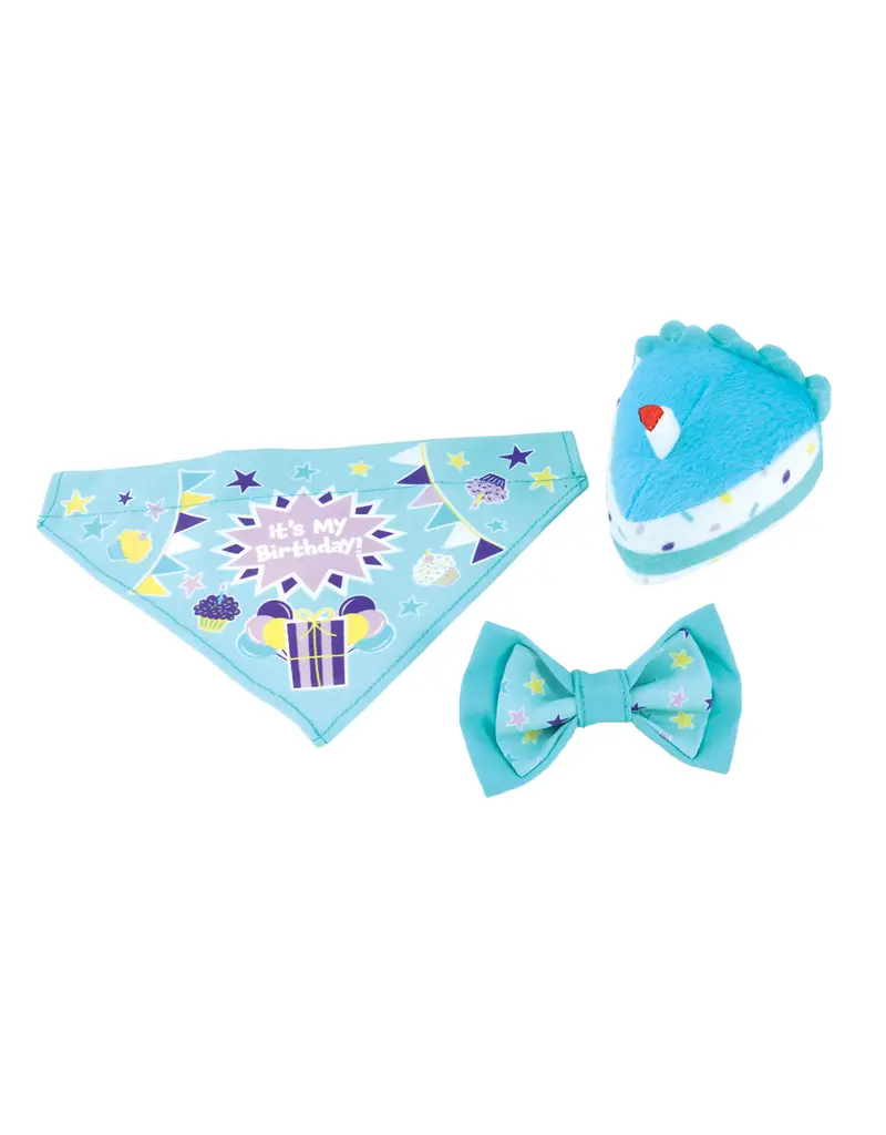 Coastal Pet Lil Pals Birthday Combo Bandana, Bow, Toy Teal
