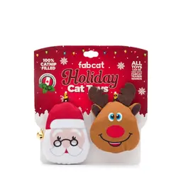 Fab Dog Fab Dog Santa and Reindeer Holiday Cat Toy 2 Pk