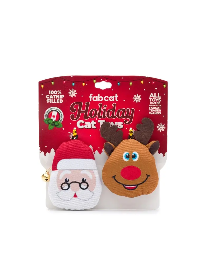 Fab Dog Fab Dog Santa and Reindeer Holiday Cat Toy 2 Pk