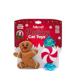 Fab Dog Fab Dog Holiday Gingerbread and Peppermint Cat Toy 2 Pk