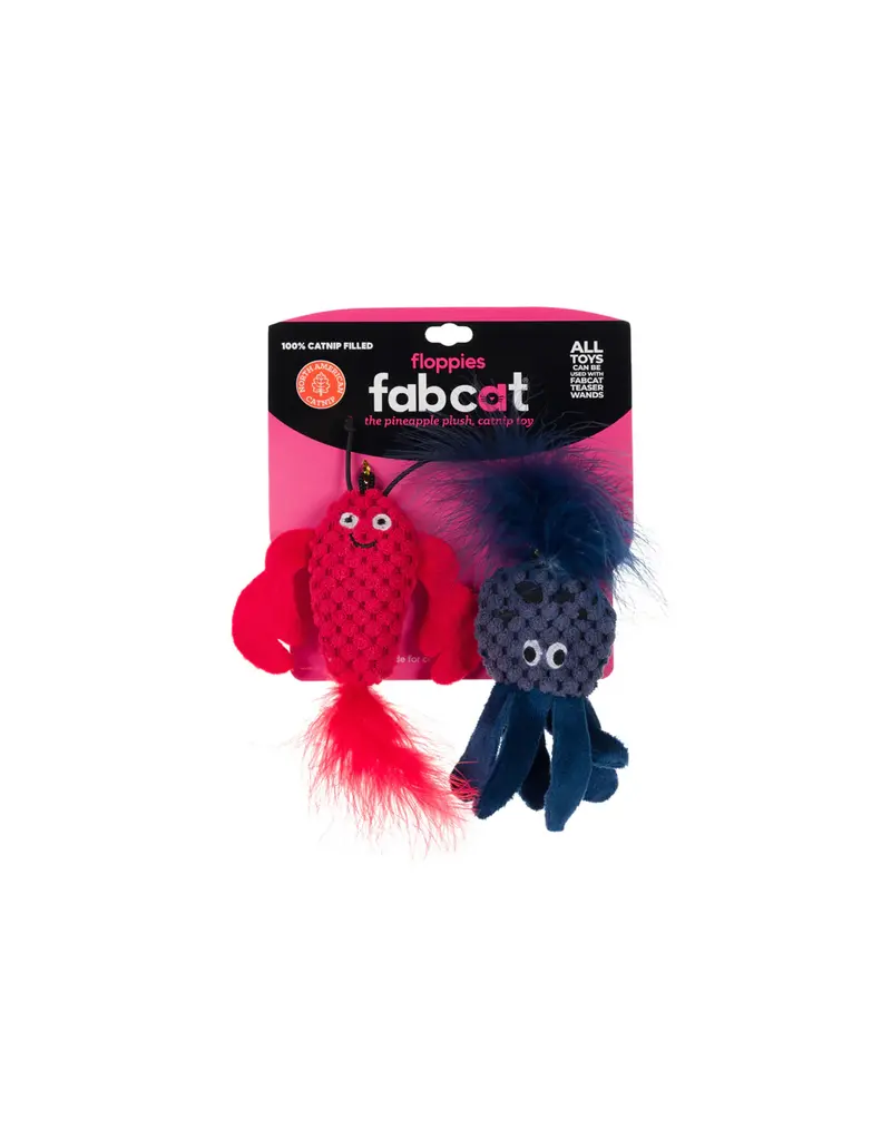 Fab Dog Fab Dog Cat Toy Floppy Lobster/Octopus 2 Pk
