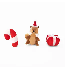 Zippy Paws Holiday Miniz Festive Friends Dog Toy Sm-3 Pk