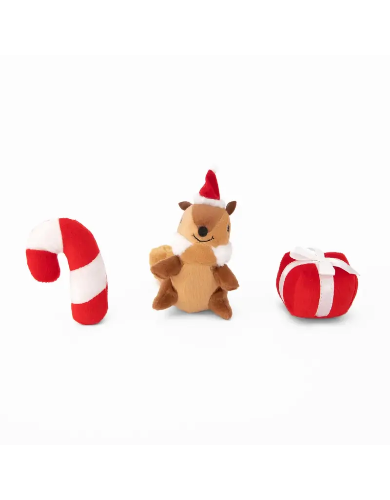 Zippy Paws Holiday Miniz Festive Friends Dog Toy Sm-3 Pk