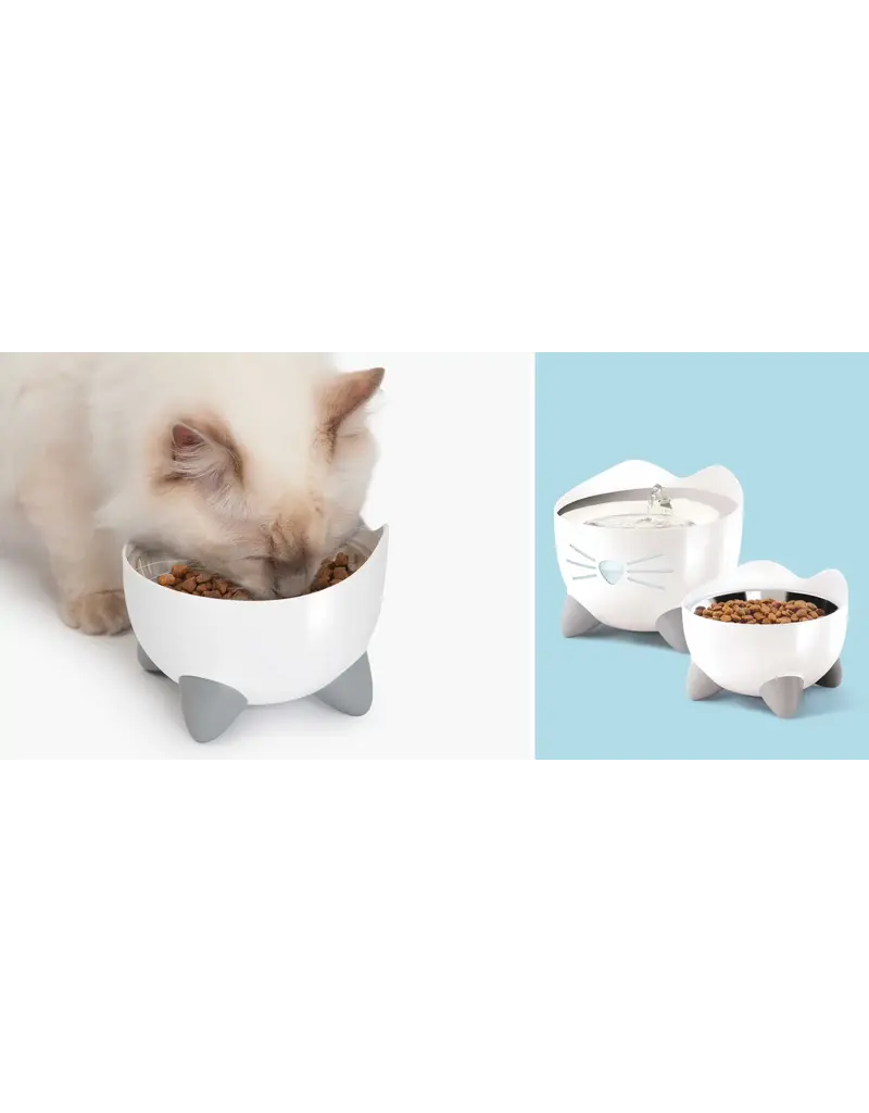 Catit Pixi Elevated Feeding Dish, White Cat Food and Water Dish