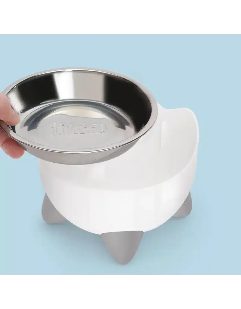 Catit Pixi Elevated Feeding Dish, White Cat Food and Water Dish