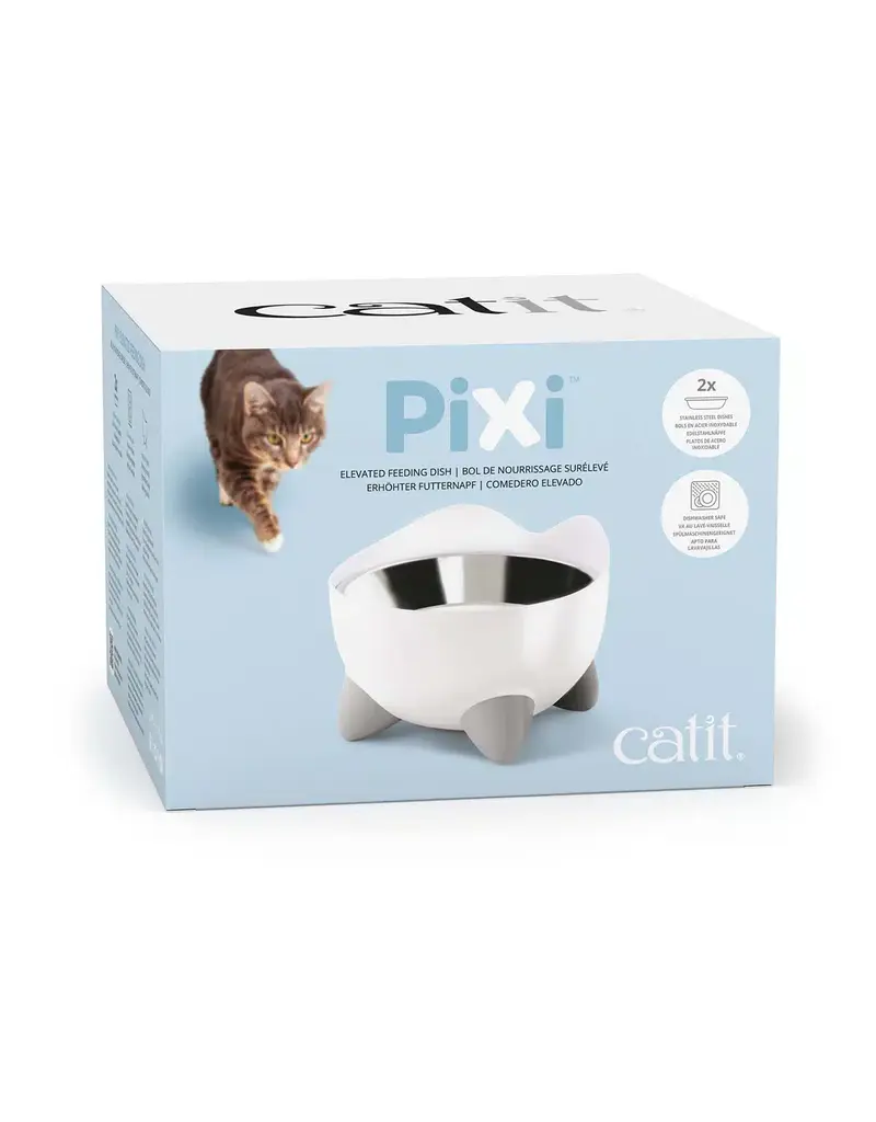 Catit Pixi Elevated Feeding Dish, White Cat Food and Water Dish