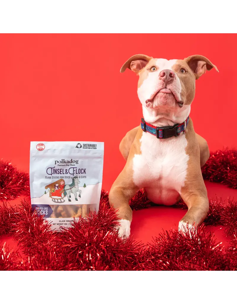 Polka Dog Bakery Polka Tinsel and Flock Clam Treats 5Oz Pouch