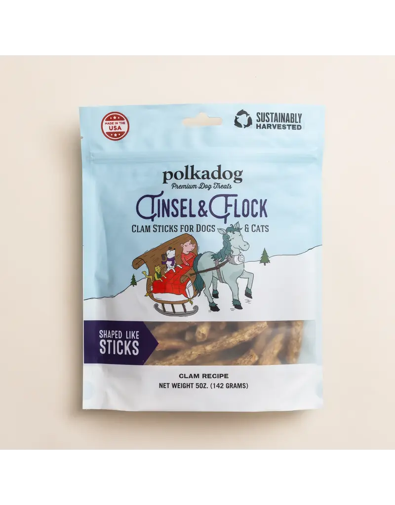 Polka Dog Bakery Polka Tinsel and Flock Clam Treats 5Oz Pouch