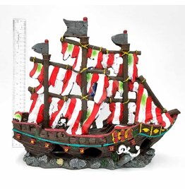 Penn Plax Tide & Treasure Med Striped Pirate Ship