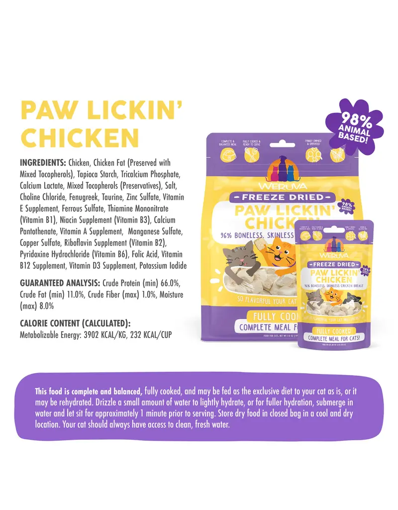 Weruva Weruva Paw Lickin Chicken Freeze Dried Cat Food 7 Oz