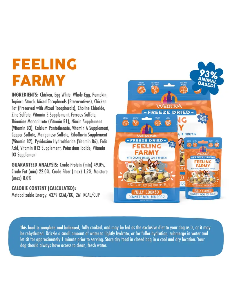 Weruva Weruva Freeze Dried Feeling Farmy Chicken, Egg & Pumpkin Dog Food 5.5 Oz